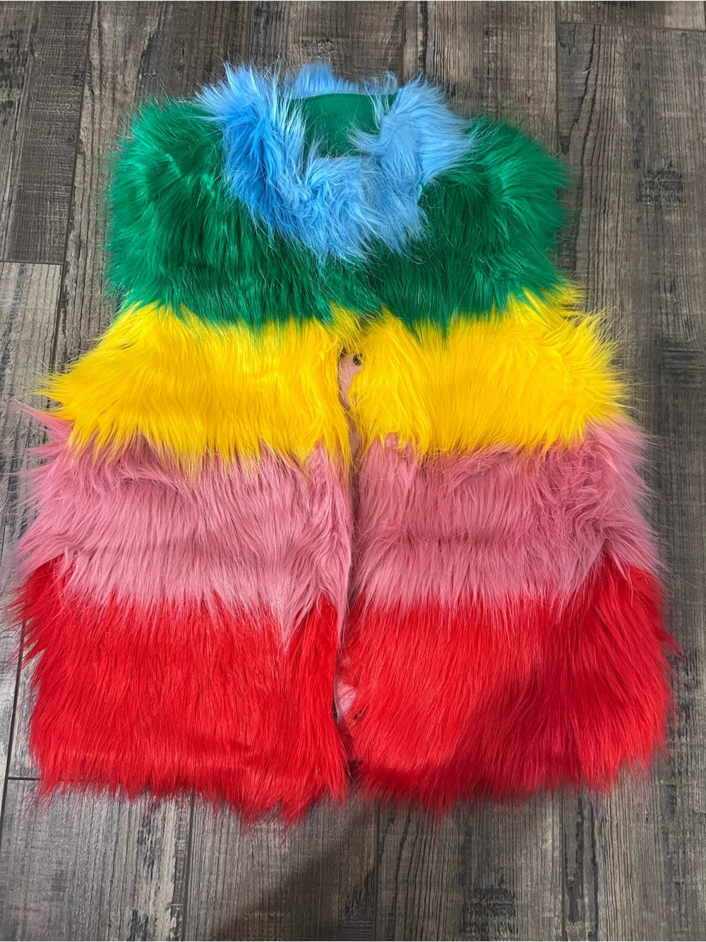 Mini Boden Multicolor Faux Fur Vest - Bright Rainbow Stripes